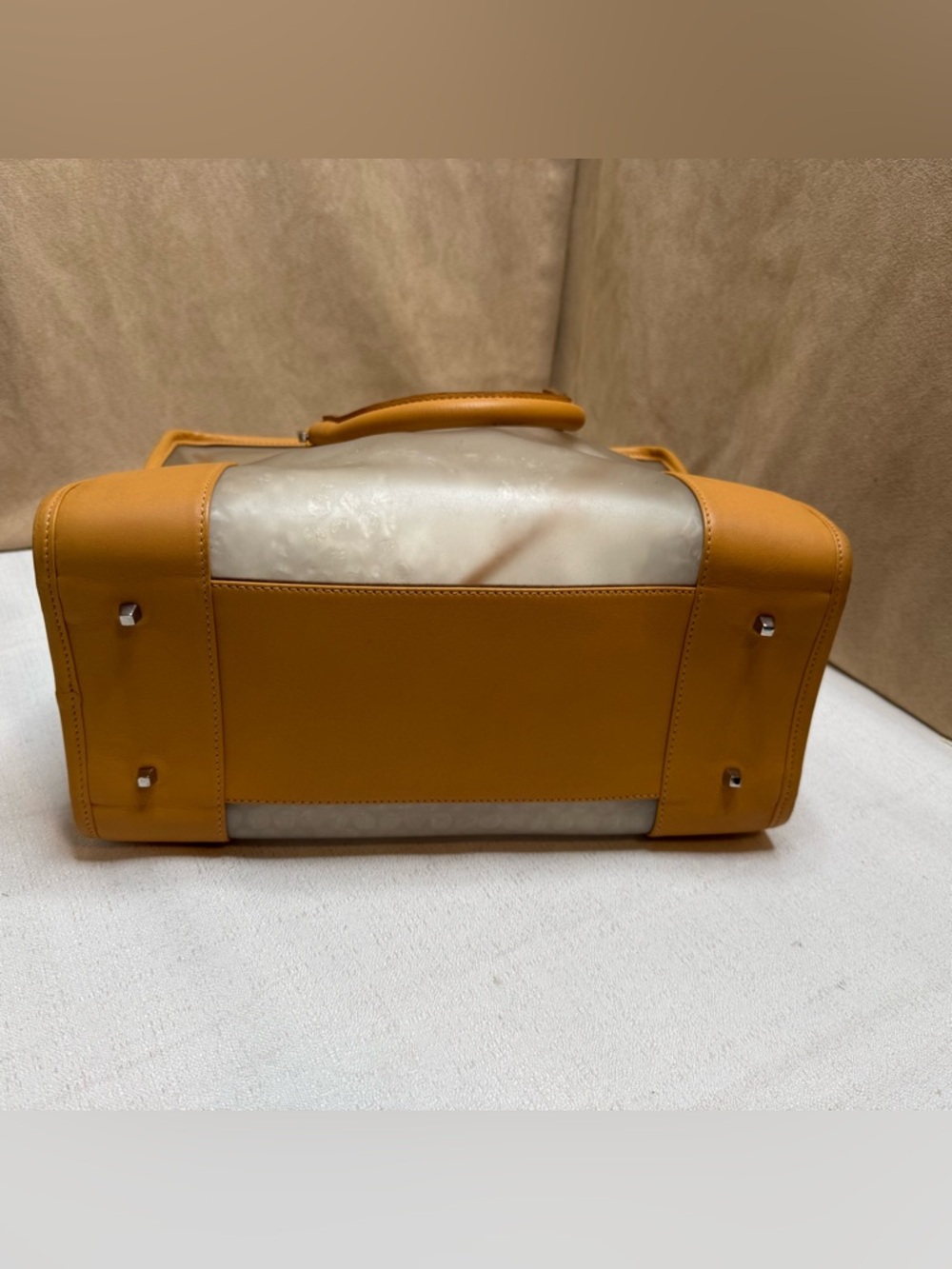 Loewe Amazona PVC & Tan Leather Satchel Top Handle w/ Pouch - Picture 4 of 14